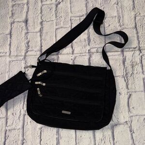 Baggallini Crossbody Quilted Messenger Bag, Padded Divider, Attached Pouch
